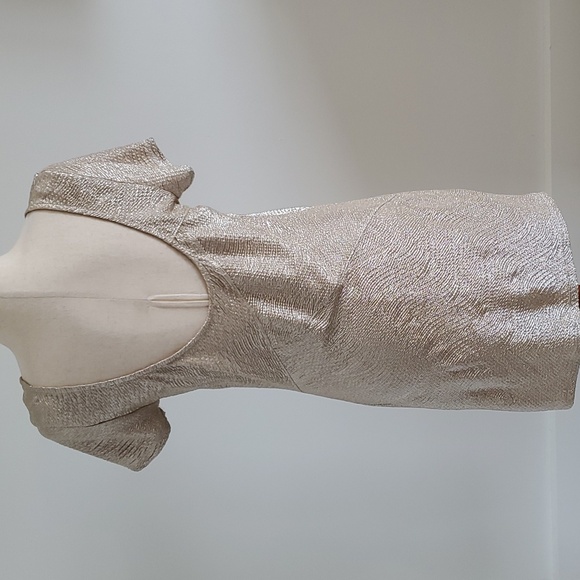 Free People champagne Metallic mini dress size tag missing see measurements EUC - Picture 6 of 9